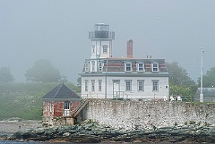 Fog Lifting Around Rose Island Lighthouse